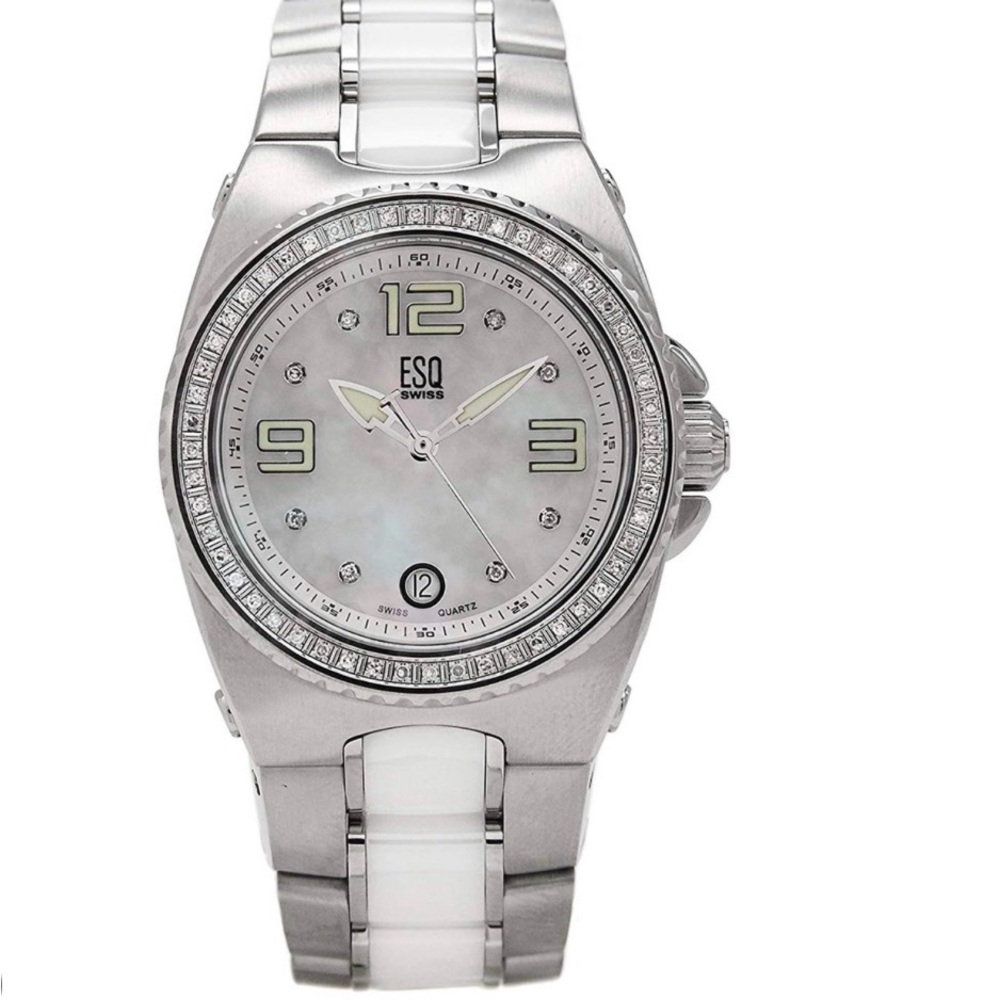 ESQ by Movado Swiss quartz stainless steel and white ceramic watch